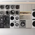 Multiple Front Loading Washing Machines In Various Colors And Styles For Modern Laundry Room 3d model