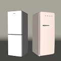 Haier Modern Silver Double Door And White Single Door Refrigerators 3d model