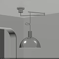 Minimalist Metallic Dome Shaped Pendant Light With Geometric Ceiling Mount Bracket