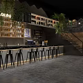 Modern Bar Interior Design with Bar Counter High Stools Wine Racks and Green Plants