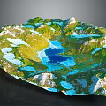 Scenic Mountainous Landscape With Blue Lakes Green Vegetation And Snowy Peaks