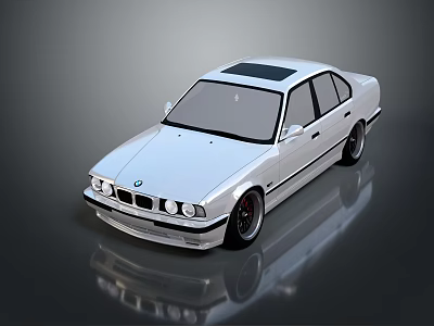 Classic White BMW Sedan With Sleek Body Lines And Black Wheels 3d model