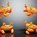 Playful Cartoon Crab Characters With Cute Expressions And Various Poses In 3D Render