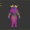 Fantasy Horned Animal With Fur And Arm Tattoos Standing Humanoid Figure