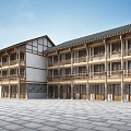 Ancient Building Construction Ancient Building Doors and Windows Chinese-style Building Chinese-style Balcony 3d model