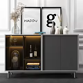 Modern Entryway Console Table Black Cabinet With Drawers Yellow Lighting Decor Items On White Wall