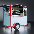 Stylish Mobile Food Truck With Red White Exterior Menu Board And Shelves