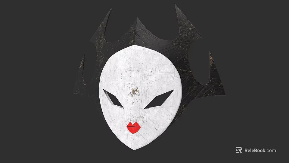 Game and Movie Character White Mask With Black Spiked Crown And Red Lips 3d model 