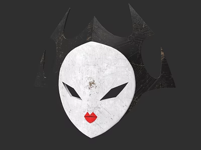 Game and Movie Character White Mask With Black Spiked Crown And Red Lips 3d model