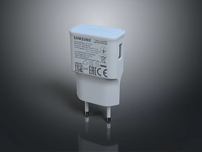 Samsung White Wall Charger Adapter With EU Plug And CE Certification 3d model
