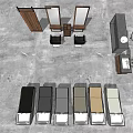 Modern Comfortable Massage Beds With Different Colored Surfaces Arranged On Gray Floor