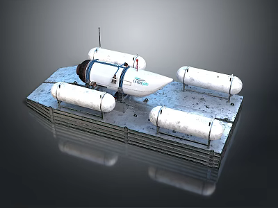 High Tech Military Warship Deck With Cylindrical Tanks And Capsule 3d model