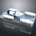 High Tech Military Warship Deck With Cylindrical Tanks And Capsule