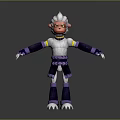 Animated Game Character With White Hair Red Face Purple White Outfit Clawed Feet Design