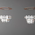Modern Chandeliers Featuring Circular Brown Top and Multi Layered White Square Structure Hanging with Chains 3d model