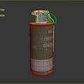 Green Military Smoke Grenade With Metal Pin And Cylindrical Body