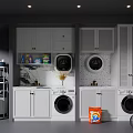 Bathroom Cabinet Frame In Laundry Room With White Cabinets Washing Machines And Cleaning Supplies