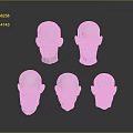Five Detailed White Human Head Sculptures On Dark Background With Reflections