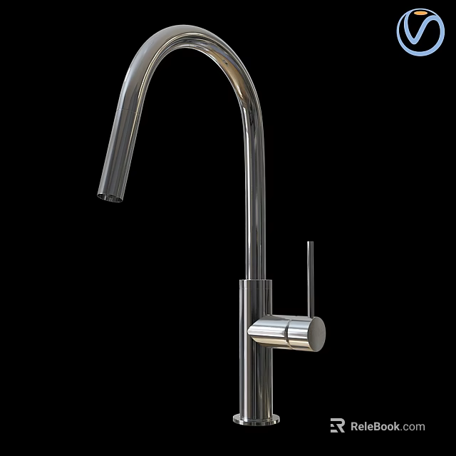 Modern Chrome Kitchen Faucet With High Arc Spout And Single Handle Design 3d model 