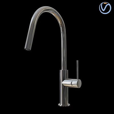 Modern Chrome Kitchen Faucet With High Arc Spout And Single Handle Design 3d model