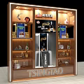 Tsingtao Beer Display Shelf with Wooden Structure Lighting and Refrigerator for Alcohol Drinks