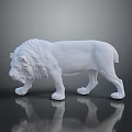 White Lion Sculpture Standing on Black Surface with Clear Reflection 3d model
