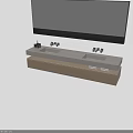 Modern Bathroom Vanity With Large Mirror LED Light Strip Sleek Countertop And Toiletries