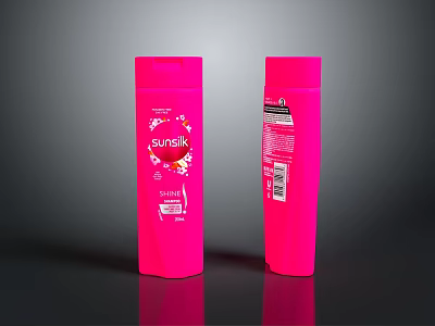 Sunsilk Pink Hair Care Product Bottles With Smooth Shine Formula And Labels 3d model