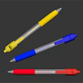 Colorful Retractable Ballpoint Pens With Red Blue Yellow And White Bodies