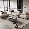 Sofa Coffee Table Combination Multi-person Sofa Coffee Table Single Casual Chair Lazy Sofa Metal Floor Lamp Side Table Jewelry Ornaments 3d model