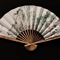 Traditional Folding Fan Hanging Decor with Colorful Patterns Artistic Designs and Tassel Details