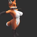 Anthropomorphic Woman Fox Character With Orange White Fur And Outstretched Arms