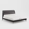 Modern Minimalist Double Bed With Leather Headboard Black Frame And White Mattress