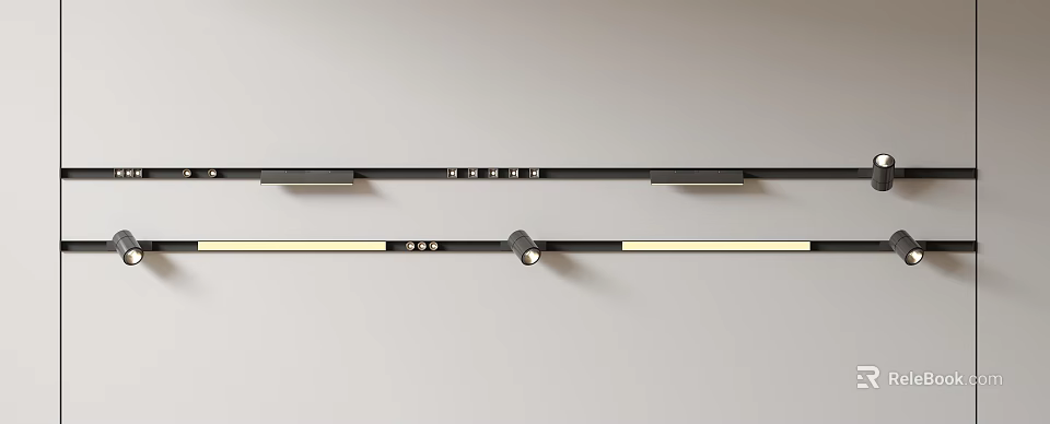 Modern Home Track Lighting Design With Sleek Adjustable Downlights And Spotlights Black Fixtures 3d model 