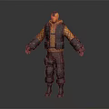 3D Game Character Model With Yellow Black Outfit Red Pants And Protective Armor Gear