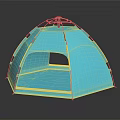 Blue Dome Shaped Camping Tent With Top Frame And Spacious Interior 3d model