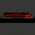 Red Model Train Locomotive On Orange Track With Detailed Platform Base