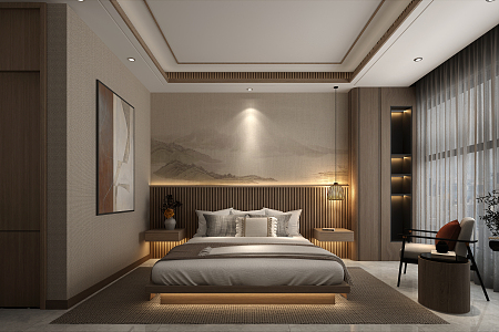 New Chinese Room Hotel Rooms 3d model