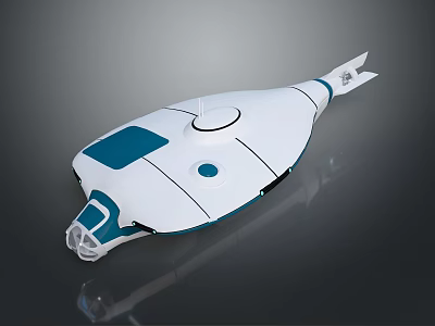 Modern White and Blue Watercraft with Streamlined Design Transparent Front Circular Top and Fin-like Tail 3d model