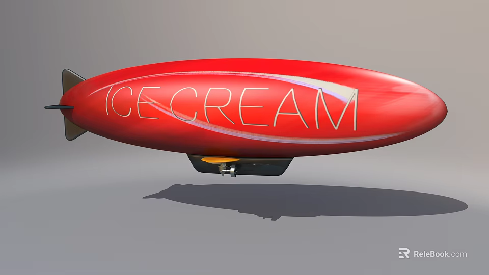 Red Ice Cream Airship Design With Promotional Text And Smooth Surface 3d model 