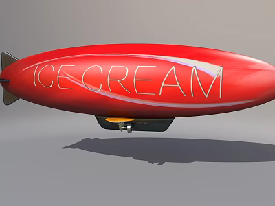 Red Ice Cream Airship Design With Promotional Text And Smooth Surface 3d model