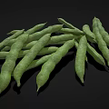 Fresh Green Bean Pods Arranged On Black Background Surface 3d model