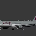 Qatar Airways Commercial Airplane With Maroon Logo And Gray Livery Design