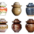 Traditional Ceramic Jars With Decorative Patterns And Lids In Various Designs 3d model