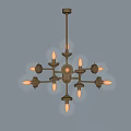 Elegant Modern Chandelier with Brass Frame and Glass Globe Bulbs Hanging in Gray Wall Interior