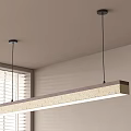 Modern Interior With Long Rectangular Pendant Light Featuring Light Frame And LED Lighting 3d model