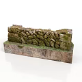Natural Wood And Stone Wall Structure With Stacked Stones And Moss Covered Surface