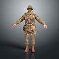 Man in Military Uniform with Helmet and Tactical Gear Standing Pose