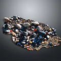 Assorted Natural Stones and Seashells Collection with Diverse Shapes and Colors