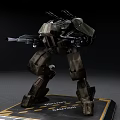 Intelligent Mechanical Humanoid Smart Machine With Weapons And Camouflage Paint On Caution Platform 3d model